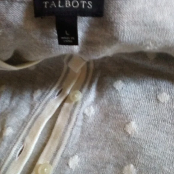 Talbots Gray and White Cardigan Sweater - Picture 2 of 4
